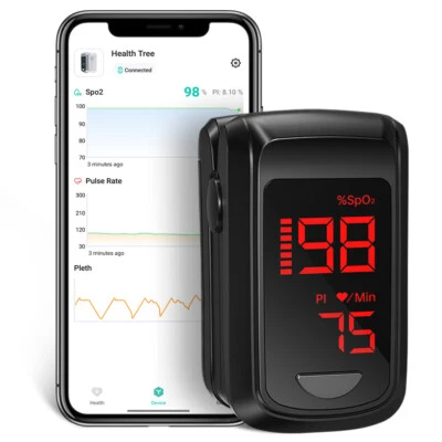HOLFENRY LED Fingertip Pulse Oximeter SpO2 PR Blood Oxygen Heart Rate Monitor Bluetooth
