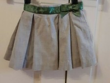 JANIE AND JACK Baby Girl Winter Brights Gray Tulle Trim Skirt w/ Green Bow 6-12M
