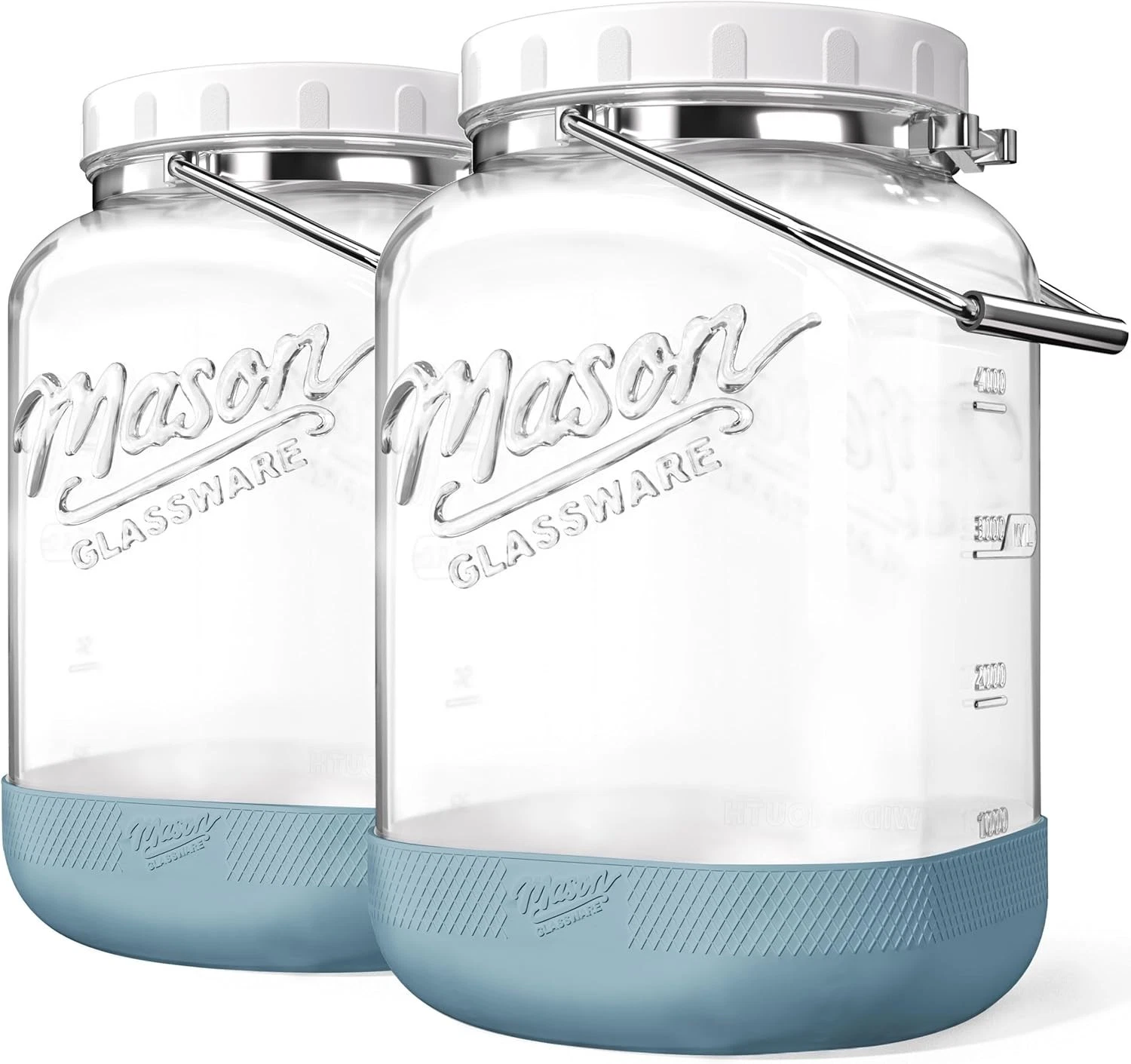 Absovetu 2 Pack Large Glass Jars Lids 5.5 Litre Mason Jar Storage Containers MHs