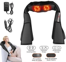 Shiatsu Back Neck and Shoulder Massager with Heat Deep Tissue 3D Kneading Pillow