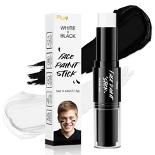 Dual-Ended Face Body Paint Stick - Black & White Cream-Blendable for Halloween,