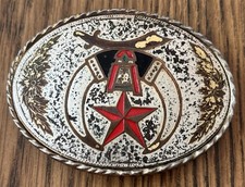 Vintage Gold and Silver Tone Shriners Belt Buckle Made In USA