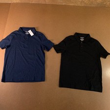 Old Navy Boys Medium 8 Black Blue School Uniform Jersey Polo Shirt 2 Pack NWT