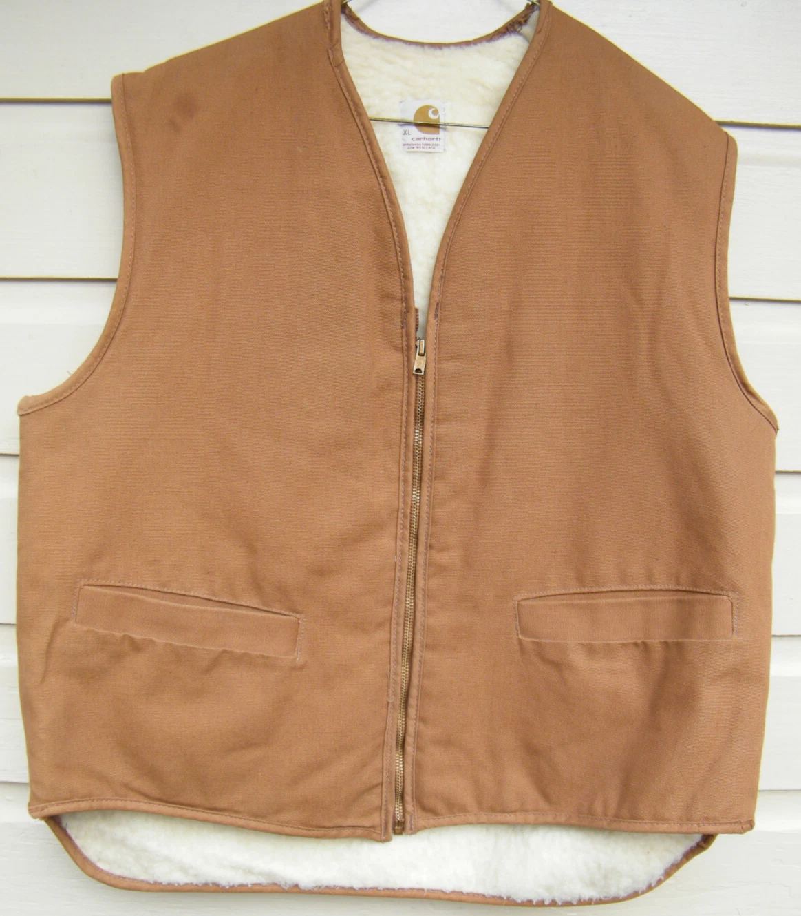 Carhartt Men's Camel Brown Sherpa/Fleece Lined Canvas Work Vest Size XL