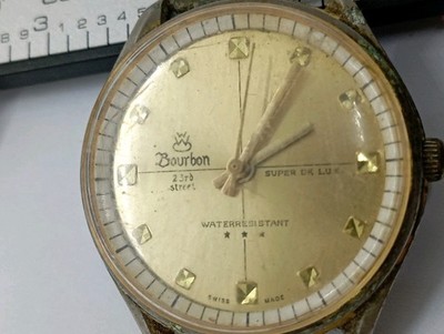 Vintage BOURBON 23rd Super De luxe cal. BFG 866 Baumgartner Watch Swiss Working!