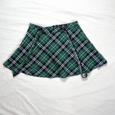 Royal Bones Green plaid mini skirt with overall straps removable Tripp