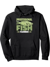 Men'S Fish Farming Print Hooded Sweatshirt  -Poly Blend Pullover Hoodie with Poc