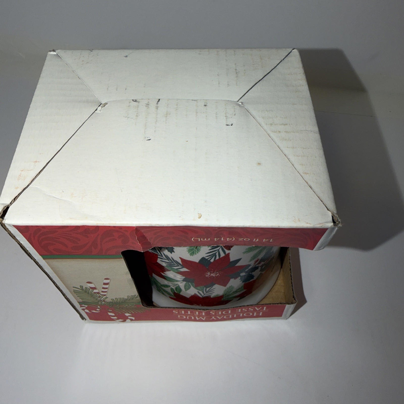 NIB Holiday Mug 14oz Poinsettia Christmas Greenbrier International Royal Norfolk