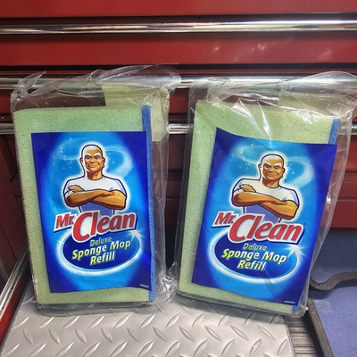 #ad Lot of 2 Mr. Clean Heavy Duty Deluxe Sponge Mop Refill w Scrubber New Sealed $19.95
