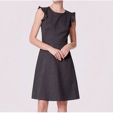 S#48 Ann Taylor Loft Dark Gray Flutter Sleeve Sheath Dress Sz 6 Business Casual