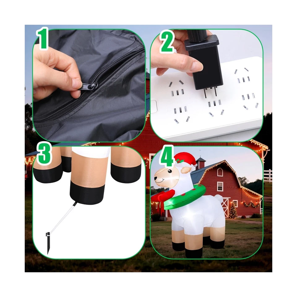 Shappy 6ft Christmas Inflatables Sheep Blow up Sheep LED Lighted Inflatable F... - Image 4 of 4