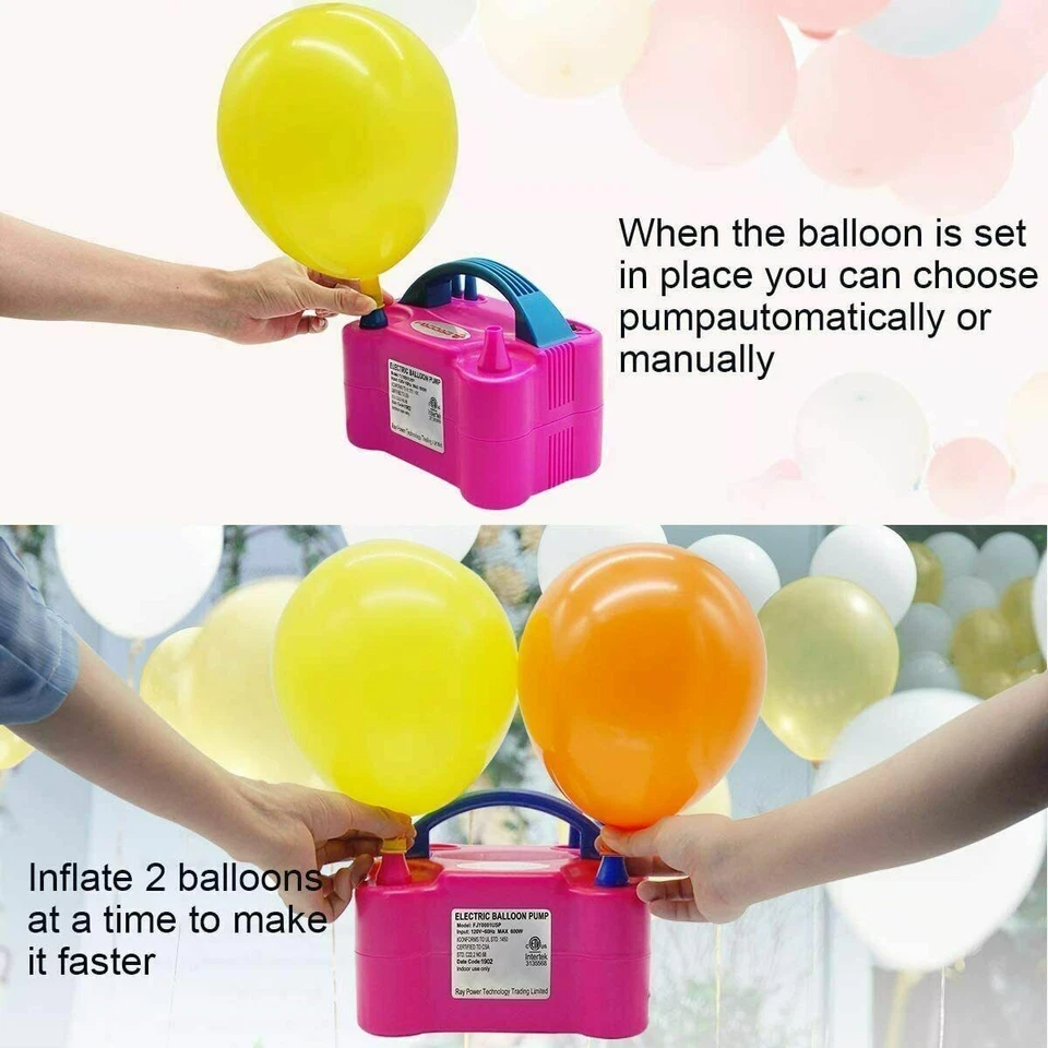 Electric Balloon Pump Ballon Inflator 600W Power 2 Nozzles Portable AU Plug Air - image 4 of 4