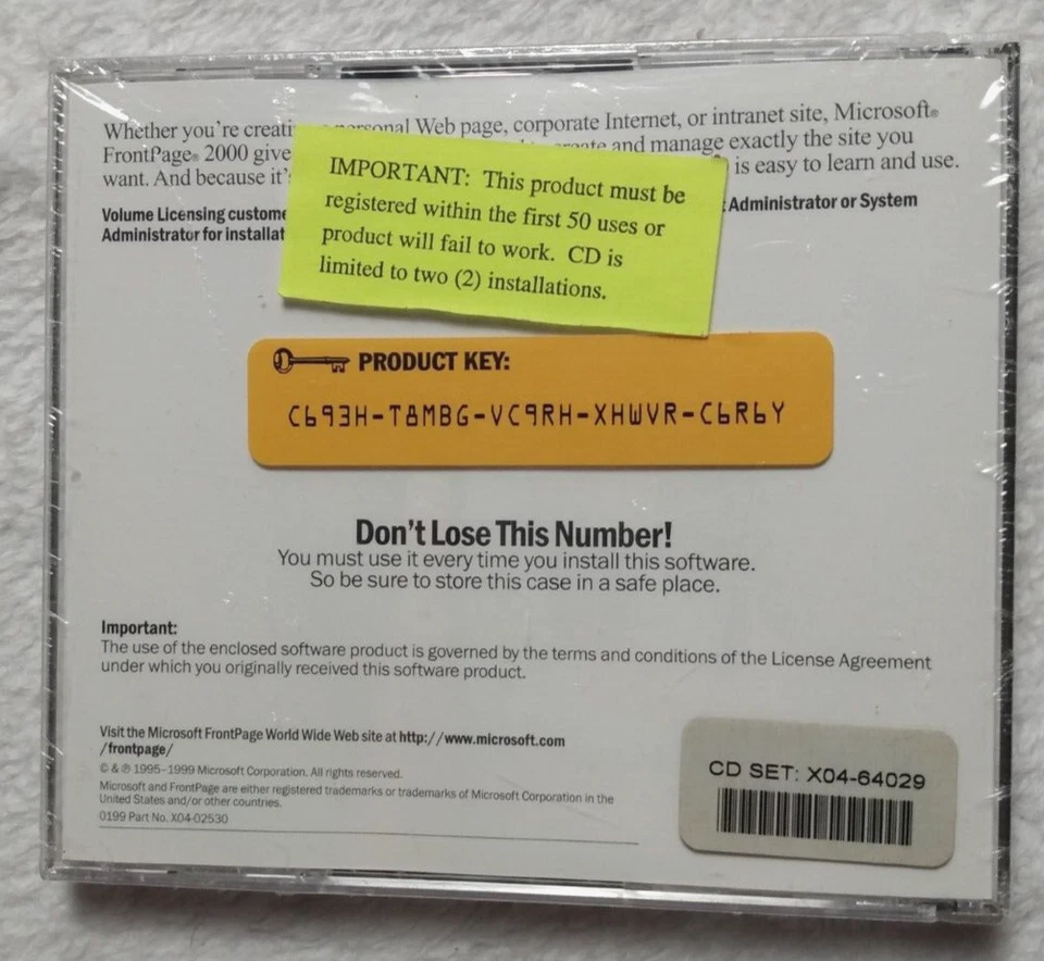 Microsoft Front Page 2000 CD Software Penn State University Copy w/Product Key - Image 2 of 3