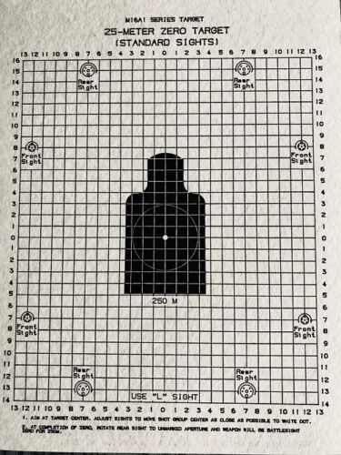Official DOD 25 Meter Zeroing,  A1 series target, 2 Sided Target Lot Of 10 - Picture 1 of 4