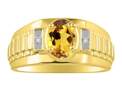 RYLOS Men's Birthstone Ring - Sterling Silver Or Gold Plated With Real Gemstone - Sizes 8 To 13 - View #4