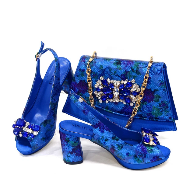 Fiesta Último Diseño y Bolso Conjunto Sandalias Zapatos Italianos con Bolso Zapatos a Juego Foto 4 de 4