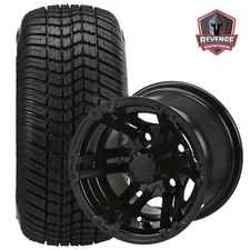 10" Yukon Matte Black Golf Cart Wheels and Tires Combo (205/50-10) Set of 4