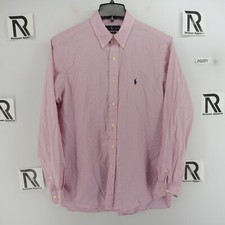 Polo Ralph Lauren Classic Fit Button Down Dress Shirt Size 16 Large Pink Checks