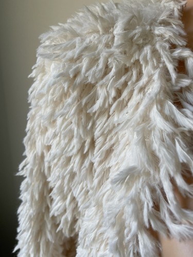 Glam Chic Girls L 10/12 Soft Eyelash Jacket Cream feather shag 2957 - Picture 5 of 6