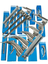 Laryngoscope Mac + Miller Set of 10 BLADES & 2 HANDLES EMT Anesthesia Intubation