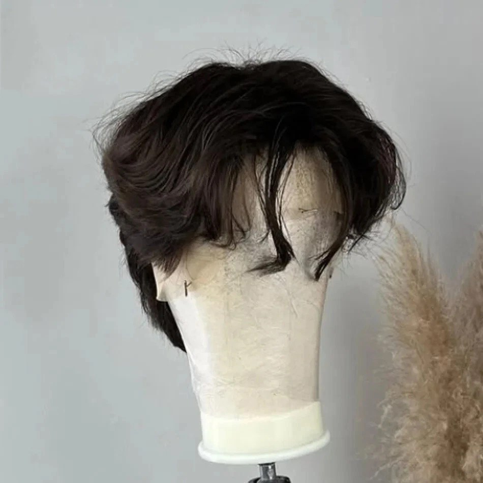 分层切割 13X6 蕾丝前假发预拔短精灵剪人发男士 - 第 1 张/共 10 张