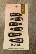 Scunci Contour 2" Hair Clips, Brown, 6 pcs