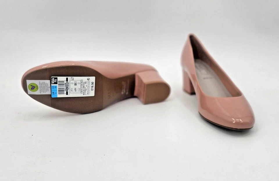 M&S COLLECTION Wide Fit Patent Block Heel Court Shoes - Image 3 of 4