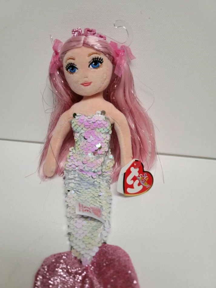 Ty Sea Sequins Cora The Pink Mermaid-13.25"- NEW MWMT Flippable& Sparkly - Image 3 of 4