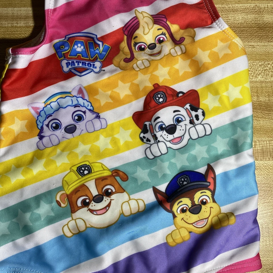 Traje de baño de una pieza a rayas arco iris Nickelodeon Paw Patrol para niñas pequeñas talla 3T Foto 2 de 4