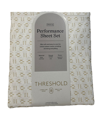 Threshold 400 Thread Count Cotton Sateen 4PC Sheet Set Wrinkle-Resistant Twin Xl