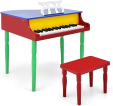 Classical Kids Piano 30-Key Mini Grand Piano W/ Music Stand Bench Wooden