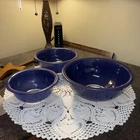 Pyrex Glass Cobalt Blue Nesting Mixing Bowls Set Of 3 Clear Bottoms 322 323 325