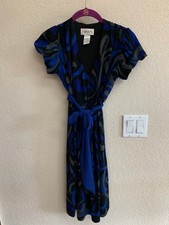Chadwick's Blue Black Knit Dress Size 8