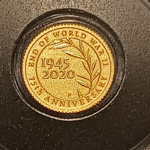 2020 $2 End of WWII 75th Anniversary 0.5g Gold Coin on Card