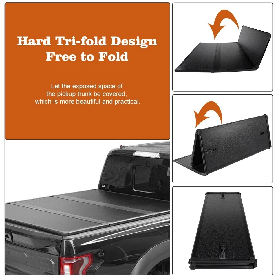 Cubierta rígida Tonneau de 5 ft 3 pliegues para camión Nissan Frontier impermeable 2005-2026 Foto 4 de 4