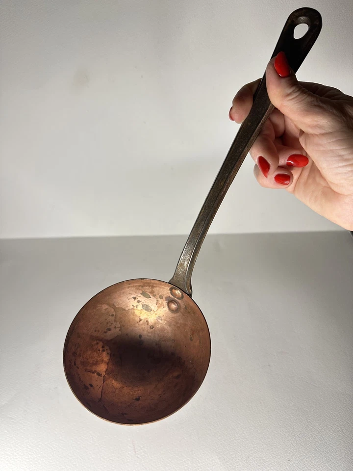 Antique Vintage Copper&Brass Ladle/Large Metal Spoon 12in Natural Patina England - Image 4 of 4