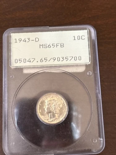 1943 D PCGS MS65 FB Mercury Dime old style pcgs holder
