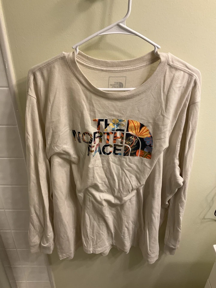 Camiseta manga larga North Face Evolution Box NSE para mujer talla 3XL beige logotipo Foto 3 de 4