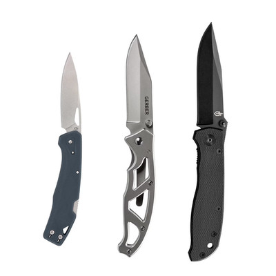 GERBER GEAR Greatest Hits 3 Piece CLIP FOLDING KNIFE SET New LST PARAFRAME I AIR