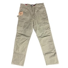 NWT Wrangler Riggs Workwear Men 34x34 Canvas Olive Green Cargo Pants Gorpcore
