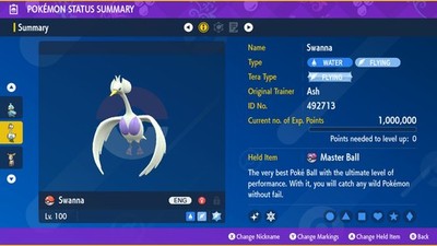 Pokemon Scarlet and Violet PSV - Shiny 6IV Swanna