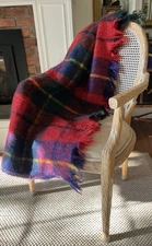 VTG Avoca Handweavers Mohair Wool Plaid Throw Fringe Cottagecore Made Ireland
