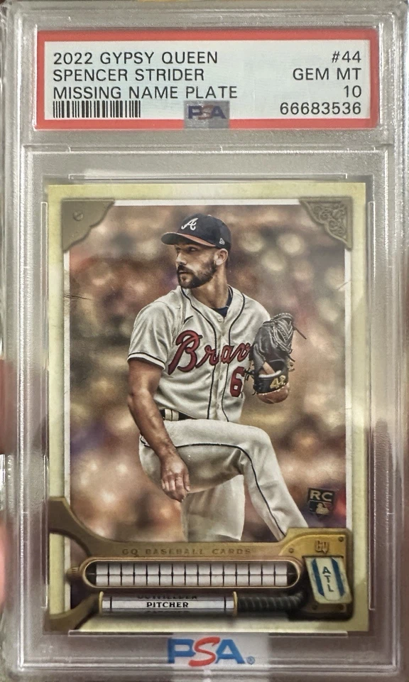 2022 Topps Gypsy Queen - Spencer Strider #44 Missing Nameplate (RC) SP RC PSA 10 - Image 2 of 4