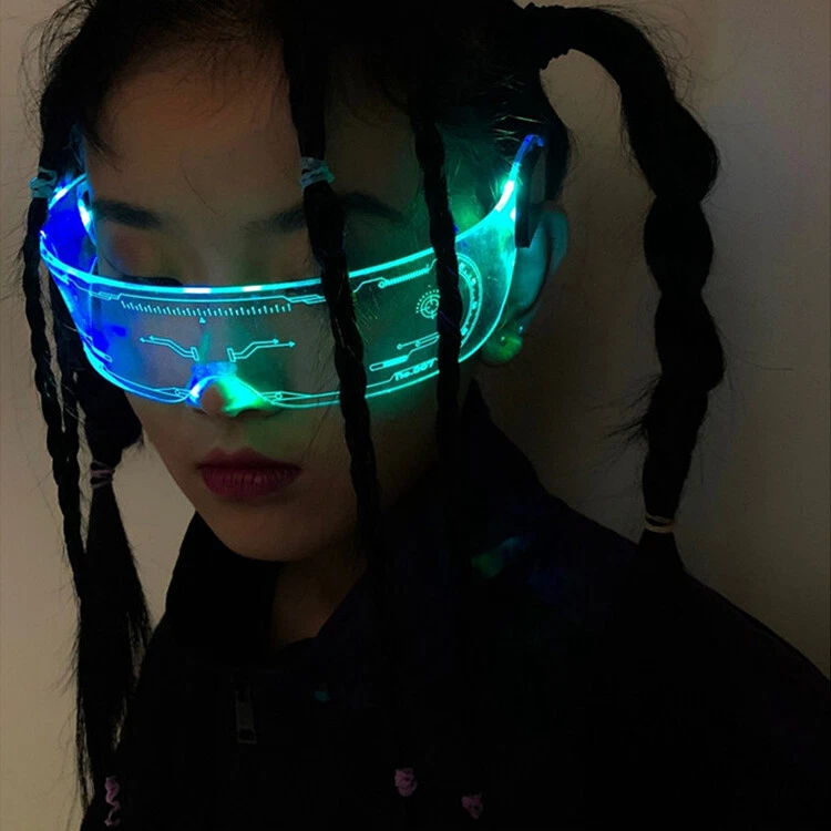 LED Glasses Clear Lenses Clubbing Light Up Color Visor Goggles Rave Party US