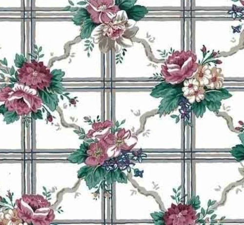 Waverly Wallpaper Double Roll Pre-Pasted  Pattern 558152 Pink Lattice Floral VTG