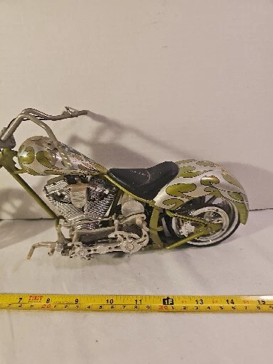 Orange County Choppers OCC Verde y Plata Motocicleta Diecast Bicicleta Toy Zone Inc. Foto 4 de 4