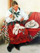 The Feminine touch Cow Girl Art Print By Terri Moyers Signed Image 18" x 24"