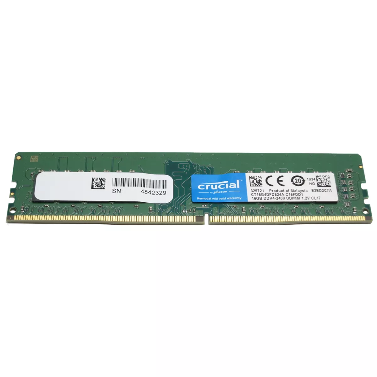 Crucial 16GB 2400MHz DDR4 UDIMM PC4-19200 2RX8 1.2V Desktop Memory  CT16G4SFD824A