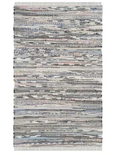 SAFAVIEH Rag Rug Collection 2' x 3' Grey/Multi RAR121A Handmade Boho Stripe Cot