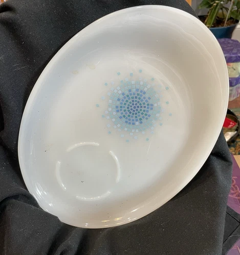 Vintage Anchor Hawking Fire King Snack Plate Blue Mosiac Grannyring Plate